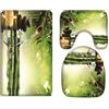 A.Monamour Set Tappeti Bagno 3 Pezzi Completo Yoga Zen Meditazione Idea Bambù Verde Acqua Scenario Naturale Antiscivolo Morbidi Assorbente Lavabile Tappetini per Il Bagno WC Bidet