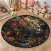 ZISTRCBAO Leopardo Floreale Tappeti Para Dormitorio, Animale D'Epoca Morbido Antiscivolo Tappeto Rotondo, Marrone Tappeto Rotondo per Cucina Casa Zona Balcone Tappet Tavolino, 160cm