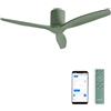 CREATE / WINDCALM M/Ventilatore da soffitto ABS verde sage con Wifi e telecomando / 40W, Silenzioso, Ø132 cm, 6 velocità, temporizzatore, funzione estate-inverno