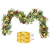 Nexoria Ghirlanda natalizia con illuminazione, 3 m, 30 LED, con illuminazione e timer, ghirlanda natalizia con bacche, ghirlanda di bacche con catena luminosa, decorazione natalizia, per interni ed esterni (C