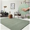 the carpet Relax Tappeto moderno a pelo corto, soggiorno, fondo antiscivolo, lavabile fino a 30 gradi, morbidissimo, aspetto pelliccia, Verde, 160 x 220 cm