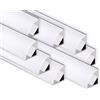 AFTERTECH 8x 3metri (24M) 1616 16x16mm PROFILO ALLUMINIO ANGOLARE PER STRISCE STRIP LED BARRA RIGIDA 3MT + COPERTURA (8x 3metri 1616 fog)