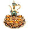 LOCADENCE Set da Caffè Vintage, Set da Tè Turco Europeo Vintage con 6 Tazze da Caffè e Vassoio da Tè Set da Teiera di Lusso per Tavolo da Pranzo, Tavolino da Caffè, Tavolo (Gold Blue)
