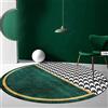 HOMEER Tappeto circolare verde semicerchio 120 cm lavabile antiscivolo tappeto interno adatto per soggiorno, camera da letto, stanza dei giochi per bambini