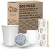 cubex professional Kit Caffè 500 Pezzi Formato da 150 Bicchierini in Cartoncino riciclabili da 75 ml, 150 Bustine di Zucchero, 150 Palettine in Legno 9 cm e 50 Cialde Compostabili
