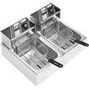 Gaabungky Friggitrice in acciaio inox 6L 12L ad alta efficienza Friggitrice commerciale con quattro piedini in gomma e coperchio, 60-200℃ Friggitrice commerciale per ristoranti, snack bar (friggitrice elettrica