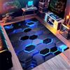 PEIHUODAN Tappeto Gaming Pavimento, Tappeto Camera Da Letto Ragazzo, Stampa 3D Geometrica Neon, Tappeto Cameretta Bambino Bambini, Decorazione della Camera Gamer Morbido Carpet Flanella (Blu,120x160cm)