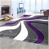 Teppich-Traum Tappeto di Design con motivo a onde | viola grigio e bianco | di facile manutenzione e resistente, 200 x 290 cm