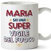 Mugffins Tazza Personalizzata in ceramica per VIGILE DEL FUOCO donna 11 oz / 350 ml - In italiano - Sei Super - Idea regalo per compleanno, anniversario, natale, laurea