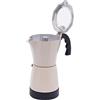soudesileim Caffettiera elettrica da 480 W, con base, 17 x 20 cm, macchina da caffè da 300 ml, per 6 tazzine da espresso, a induzione italiana per espresso (beige)