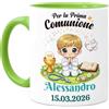 Tassenliebling Cupdarling - Comunione Tazza personalizzabile - Prima Comunione - Idea Regalo per Bambini - Ceramica 330ml - Ragazzo (Verde)