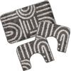 Prati di Casa Tappeto da Bagno Parure Camelia 3pz MADE IN ITALY (GRIGIO-GEOMETRIC)