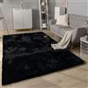 Paco Home Tappeto Salotto Pelo Lungo Shaggy Imitazione Pelliccia Di Coniglio Finta Pelliccia Pelo Lungo Soffice, Dimensione:Ø 160 cm tondo, Colore:Nero