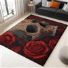 Generico Tappeto Soggiorno Camera Da Letto Chiaretto, Corto Tappeto Lavabile, Fantasia Fiori Teschio Tappeti Antiscivoloper Studio Veranda Sala Da Pranzo Cucina 80 X 150 Cm