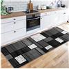 Siunwdiy Moderno Geometrico Tappeto Passatoia Cucina 3 Metri Antiscivolo Lavabile Grigio nero Tappetino Runner Tappeti Runner per Salotto Corridoio Ingresso, Larghezza 40-140cm,70X300CM