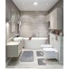 HOME ZEN HOUSEHOLD LINEN Set di 3 pezzi Tappetino da Bagno Stone, Tappeto doccia 45x75 cm, 2 Tappeti WC 45x38 cm, Memory Foam, Antiscivolo (GRIGIO)