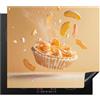 KitchenYeah© Copri Piano Cottura 59x52 cm Coprifornelli Tappetino per Induzione Fornello Tutto per la Cucina Pesca - Cibo - Torta - Arancione