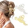 Zoestar Fermaglio per capelli con fiocco, in metallo dorato, con perle, antiscivolo, accessori per capelli eleganti per donne e ragazze (confezione da 2)