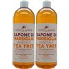 FEI FAN 2x Sapone Di Marsiglia Vegetale Per Mani, Viso e Corpo. Ideale Per Un Uso Frequente e Per Tutta La Famiglia 1000ml (TEA TREE)