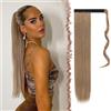 FESHFEN Posticci per capelli Extension Coda Di Cavallo Capelli Lunga Estensione Capelli Sintetici Coda Capelli Extensions per Donna 60cm, 125g Castano chiaro dorato e biondo dorato pallido