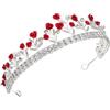 CALLARON Corona Sposa Donna Rosso Strass Cerchietto Artigianale Barocco per Matrimonio e Feste Accessorio Capelli Elegante e Romantico per Cerimonie