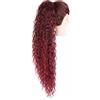 Ser Mulher Coda Capelli Extension Riccia, Lunga: 70 cm - Peso: 146 g con Coulisse Regolabile - Coda Finta Capelli, Voluminosa in Termofibra Naturale, Facile da Applicare, JACY, (Burg Dark Red Degradee, 70 cm)