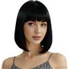 GXGM Parrucca Donna Nera Naturale,Con Frangia Ariosa E Rete Interna Regolabile, Per Halloween, Carnevale, Cosplay