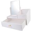 Cabilock Organizer Cosmetici Multifunzionale Specchio e Cassetti in PVC Bianco per Desktop e Domestico, Porta Trucchi Compatto e Resistente