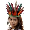 Generico Copricapo di Piume Indiano Cerchietto Indiano con Piume Tribale Fascinator Costume di Carnevale Accessori per Capelliper Donne e Ragazze (Red, One Size)