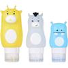 Ulalaza Set di bottiglie da viaggio in silicone da 3 pezzi 50 ml 70 ml 90 ml Contenitori da viaggio comprimibili a tenuta stagna ricaricabile per lozione shampoo liquido