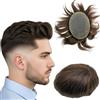N.L.W. NLW Real Hairs Men's Toupee, 100% naturale sistema di sostituzione dei capelli umani densità media, traspirante francese pizzo parrucca pezzo 8 * 10 pollici (# 2 Deep Brown)