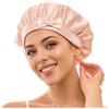 GOLDEN STAR BEAUTY Cuffia da notte in 100% seta di gelso, traspirante e regolabile, per dormire e fare la doccia, da donna, per capelli ricci (rosa)