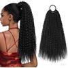 LesafeV Extension a coda di cavallo afro riccia, 50 cm, per donne di colore, soffici, con fascia elastica, capelli sintetici lunghi (1B#)
