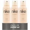 NIKE - The Profumo Woman Confezione da 3 x 200 ml, Deodorante Donna Spray, Deodorante Antimacchia per tutti i tipi di pelle, 0% Sali di Alluminio, Lunga Durata, Fragranza Orientale Vaniglia