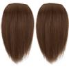 Monetais Pezzi di capelli 2 pezzi 9, 8 pollici Topper per capelli soffici ispessiti invisibili con clip su top femminile per lavoro scuola uso quotidiano Marrone chiaro