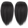 Monetais Pezzi di capelli 2 pezzi 9, 8 pollici Topper per capelli soffici ispessiti invisibili con clip su top femminile per lavoro scuola uso quotidiano nero naturale