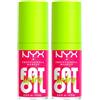 NYX Professional Makeup Fat Oil Lip Drip Lipgloss Labbra Tonalità 03 Supermodel Finish Cremoso e Lucido 12h di Idratazione con Squalano Olio di Lampone e Camemoro - 2 Lucidalabbra da 4,8ml