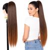 Ser Mulher Coda Capelli Extension Lisci con Laccio, 100% Effetto Naturale, 70 cm - Coda di Cavallo Liscia in Termofibra, Resistente al Calore, Applicazione Rapida in Pochi Minuti, KATE (Dark Brown Degradee)