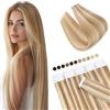 Elailite Extension Capelli Veri Biadesivo Negozio Top 20 Fasce Adesive Balayage 35cm Tape in Hair Extensions Biadesive 40g/Set 100% Remy Human Hair Naturali #12/613 Marrone Chiaro/Biondo
