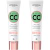 L'Oreal Paris L'Oréal Paris Magic CC Cream 24H Crema Idratante Colore Verde Anti-Rossore Effetto Pelle Vellutata a Lunga Durata 5in1 Universal Shade - 2 Flaconi da 30ml