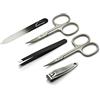 Mont Bleu set manicure da 5 pezzi con limetta per unghie in vetro, con astuccio vegan-friendly in ecopelle | Forbici made in Italy - Lima per unghie in cristallo boemo - Astuccio made in Germany