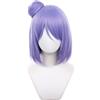 HIROAKIYA Parrucca Cosplay Bob Corta Viola con Calotta per Parrucca, Chignon a Clip, Lunghezza ca.35cm