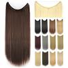 IMISSU Estensioni dei capelli lunghi e dritti con linea di pesce Parrucchino sintetico invisibile in filo metallico Copricapo a vibrazione per le donne (Marrone cioccolato,26 Pollici)