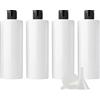 ZEOABSY 4 Pezzi 500 ml Bianco Bottiglie di plastica PET con Tappo Flip Top Nero, Spalla Piatta Contenitori per Cosmetico, Bottiglie da Viaggio per Lozioni, Liquido, Olio