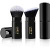 LORYP Set di 2 pennelli da trucco retrattili neri Kabuki per fondotinta liquido in crema e cipria