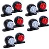Flexzon, 10 luci LED di posizione rosse e bianche, laterali e angolari, luci di ingombro per camion, rimorchi, furgoni, autobus, 12 V