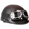 HUIOP Caschi da Scooter,Moto Scooter Mezza Pelle Casco Aperto con Visiera UV Occhiali Retro Vintage Style 54-60cm
