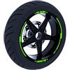 DualColorStampe Adesivi compatibili con Booster Spirit Set Completo di Cerchi Strisce per Moto per 2 Ruote da 10'' pollici strips Design Sportivo COD.D0110 (VERDE FLUORESCENTE)