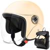 Vesidoloy Casco Motociclista Grande - Casco Aperto per Adulti,Equipaggio Protettivo con Visiera per Avventura Pendolarismo Scooter Sportivo