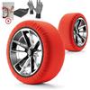 WALSER Calze da Neve Omologate Italia EN 16662-1, set di 2 catene da neve in tessuto per auto, catene invernali per auto rosse snow sock XS